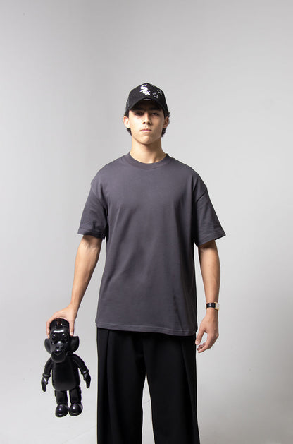 Playera Semi Oversize Gris Gramaje 280