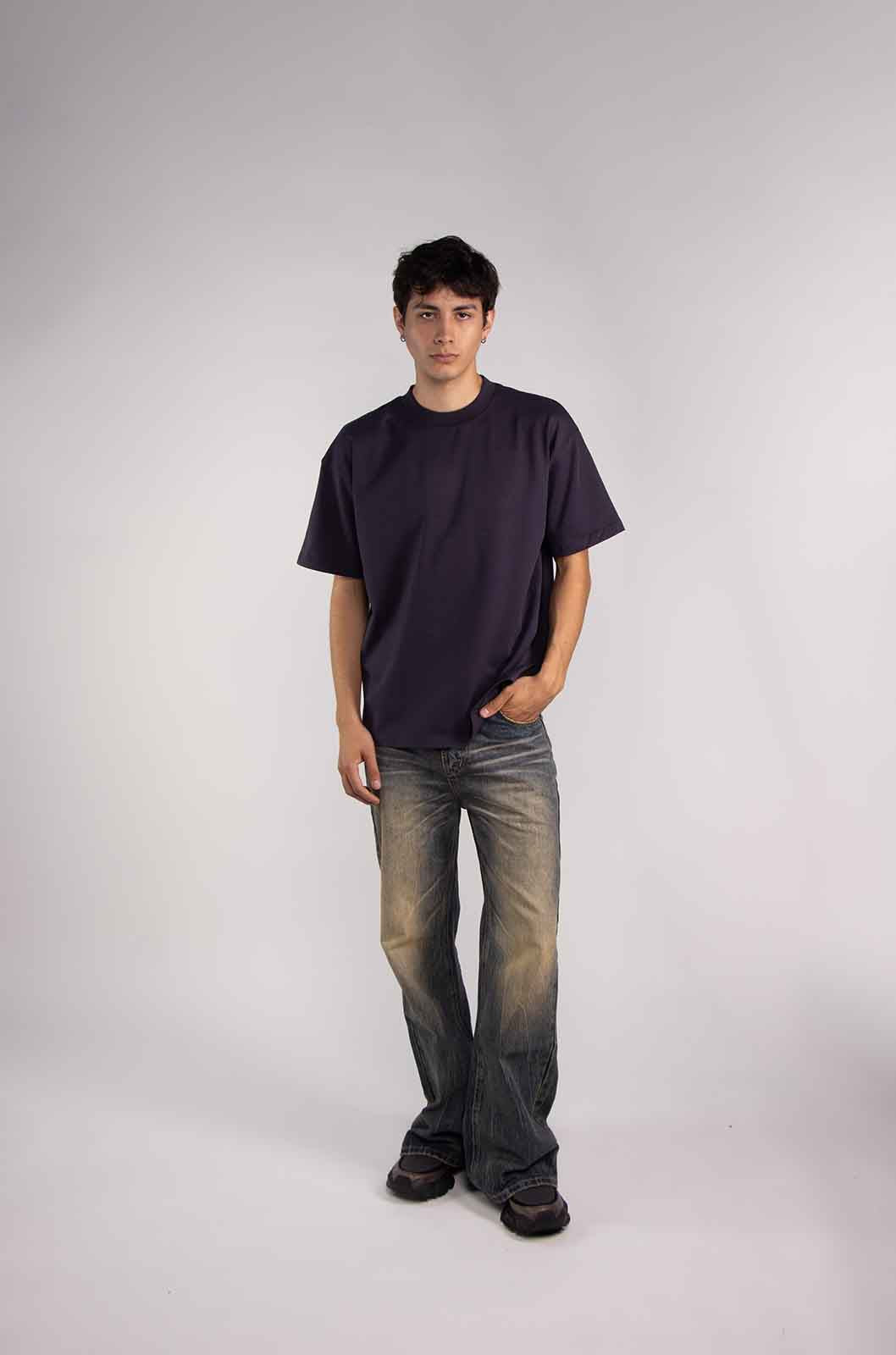 Playera Semi Oversize Dark Violet 305 Gsm