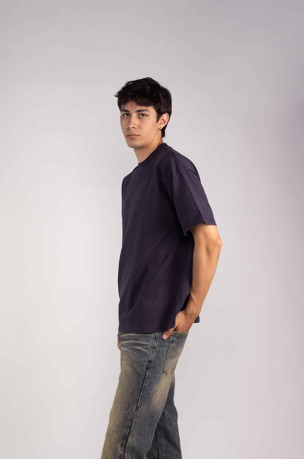 Playera Semi Oversize Dark Violet 305 Gsm
