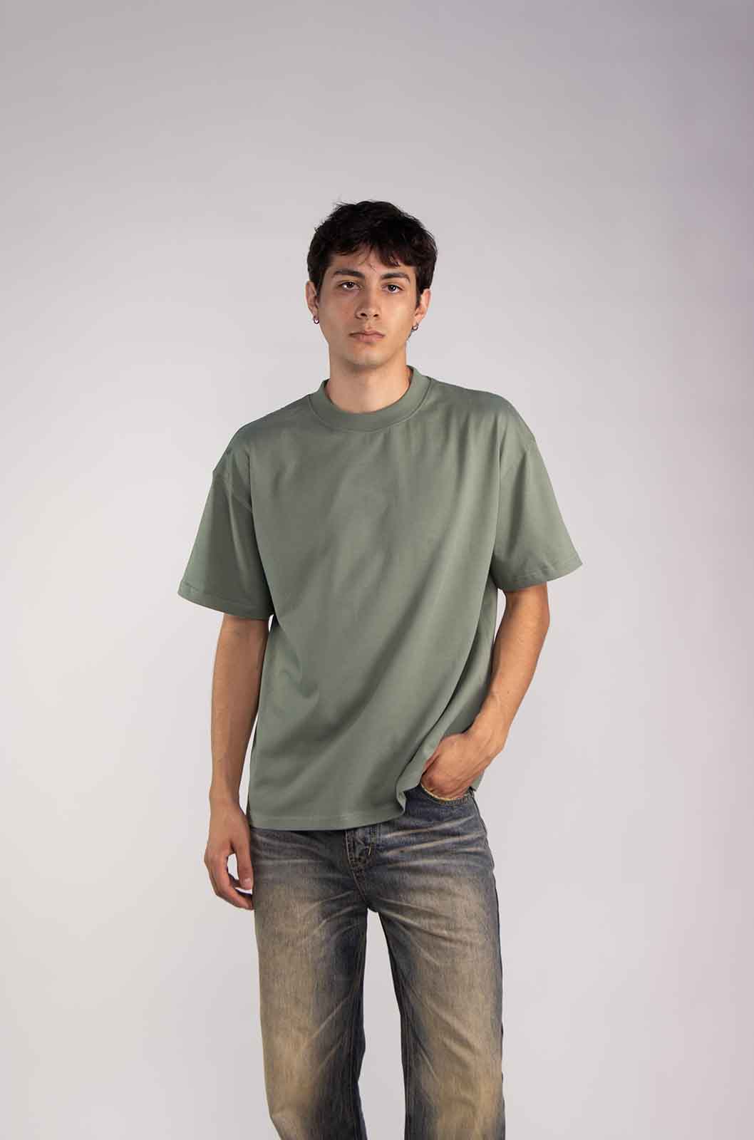 Playera Semi Oversize Verde Matcha 305 Gsm