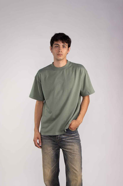 Playera Semi Oversize Verde Matcha 305 Gsm
