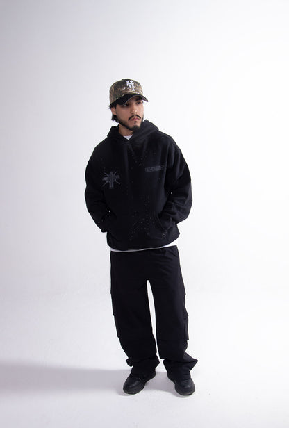 Hoodie "Crystal Chrome" 420 Gsm Negra