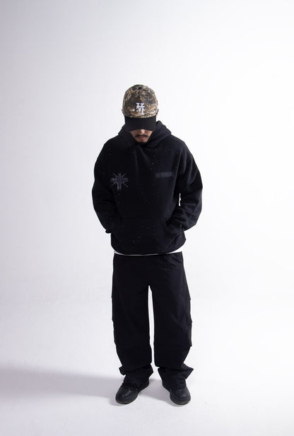 Hoodie "Crystal Chrome" 420 Gsm Negra