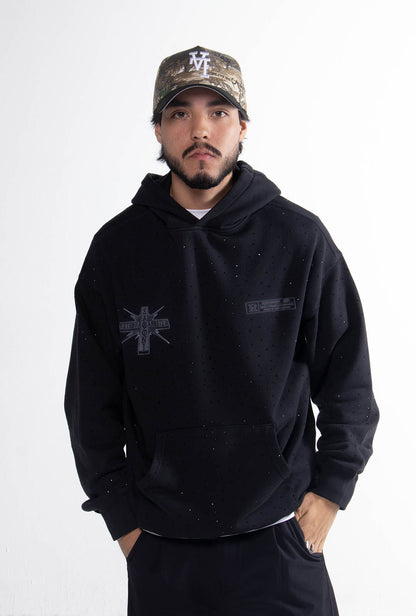 Hoodie "Crystal Chrome" 420 Gsm Negra