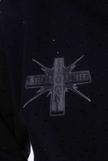 Hoodie "Crystal Chrome" 420 Gsm Negra