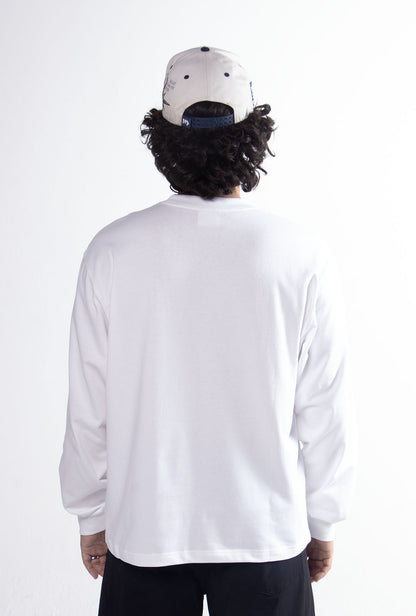 Playera Semi Oversize Blanca Manga Larga 275 GSM