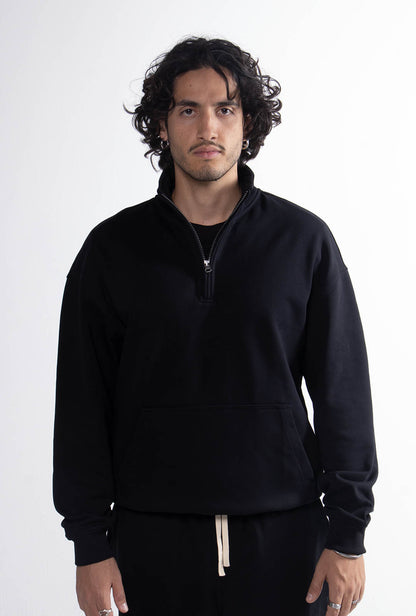 Quarter Zipper Black Tracksuit