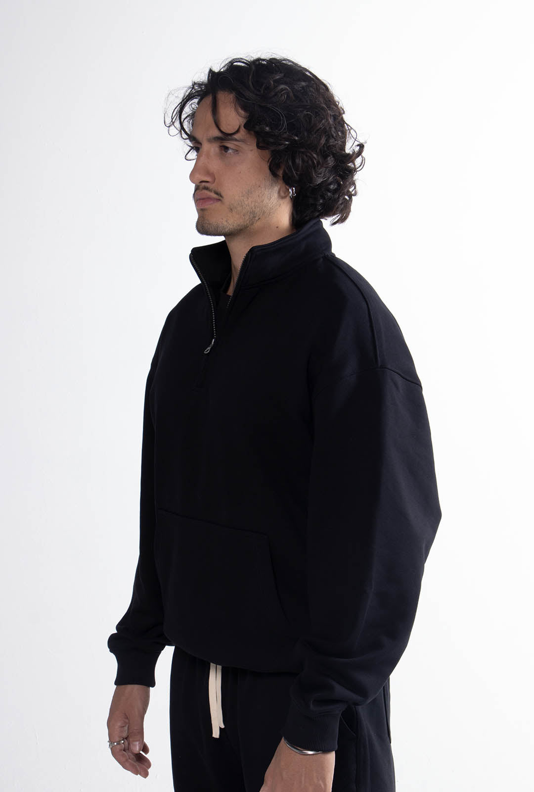 Quarter Zipper Black Tracksuit