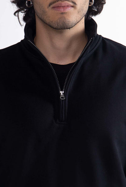 Quarter Zipper Black Tracksuit