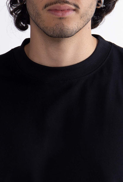 Playera Semi Oversize Negra Manga Larga 275 GSM