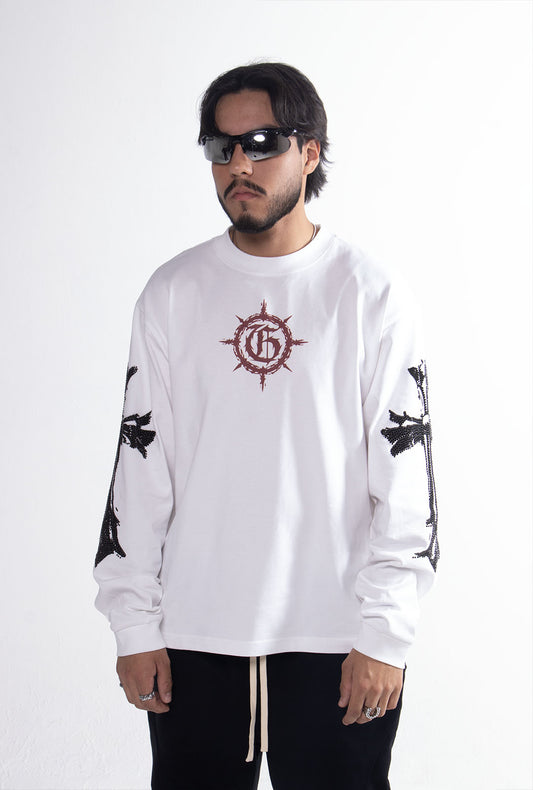 Playera "Hope Chrome" Manga Larga 275 Gsm Blanca