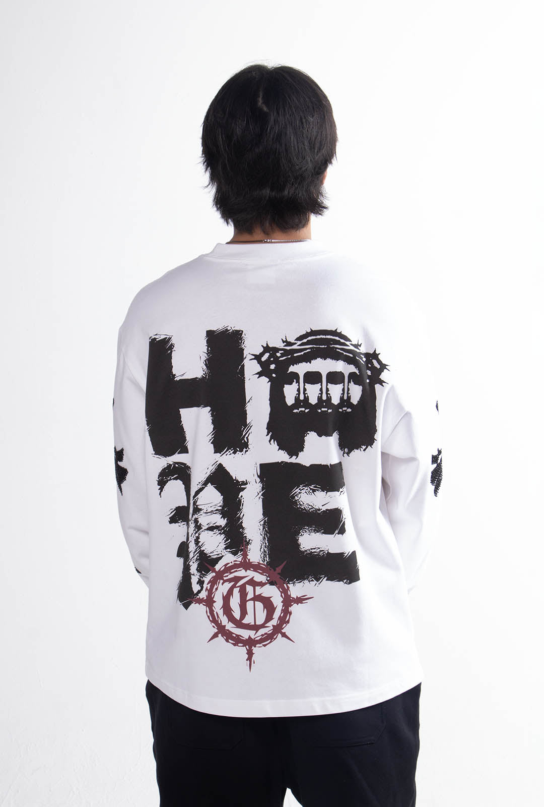 Playera "Hope Chrome" Manga Larga 275 Gsm Blanca