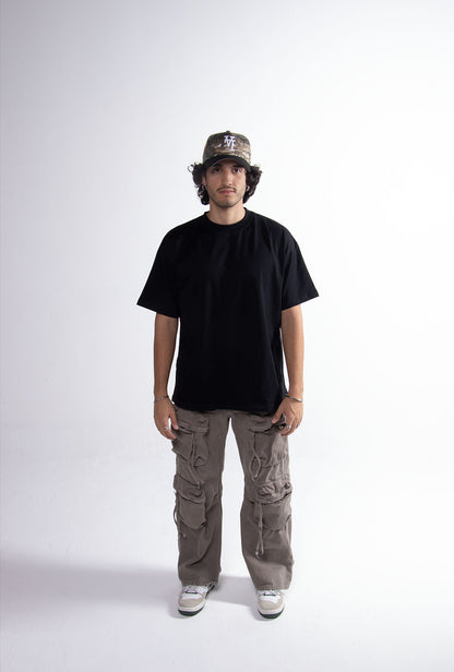 Playera Semi Oversize Negra Gramaje 305