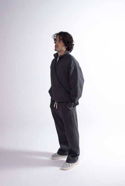 Quarter Zipper Grey Tracksuit